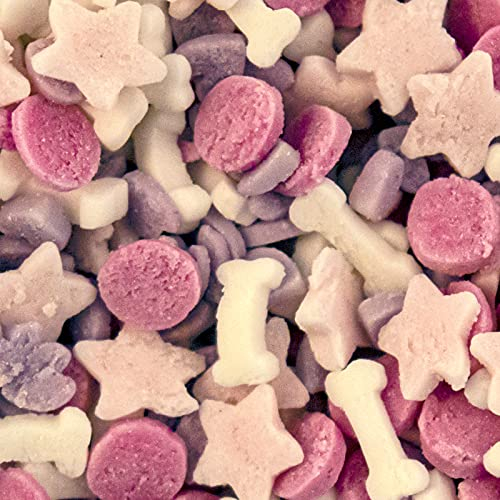 BakeArt Skyla Bone Sprinkles Edible Decorations Mix of White Bones Pink Stars Hot Pink Discs Purple Mini Hearts Perfect for Paw Patrol Parties Skyla Bone Sprinkles (90g)