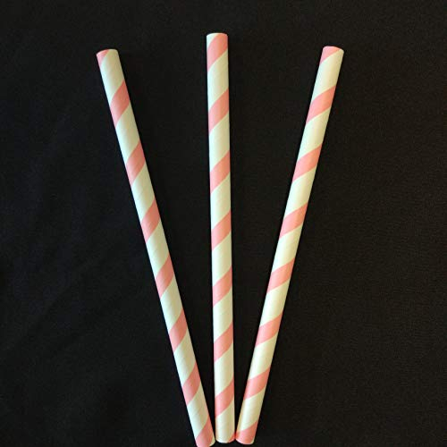 10mm Wide Jumbo Paper Straws for Milkshakes Smoothies Parties Drinks and Events (Pink Candy Stripe, 1000)