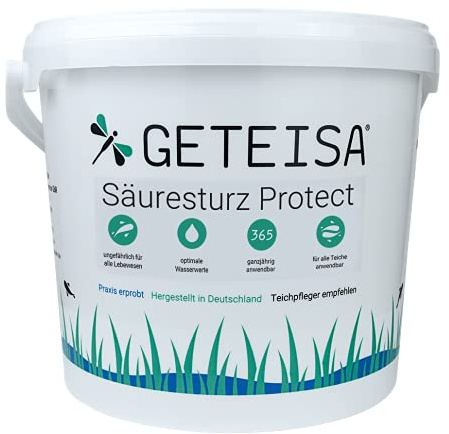 GETEISA Säureschutz Protect 9 kg - Natürlicher Schutz vor Säuresturz im Teich, Reguliert pH-Wert und Karbonhärte, Molluskenschrot, Ganzjähriger Einsatz, Praktisch in Filterbeutel