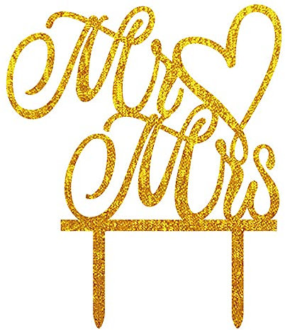 Tortendeko Hochzeit Cake Topper Kuchendeckel Mr & Mrs Kuchen Dekorieren Party Hochzeit Geburtstag Torten Deko Kuchendekoration Kuchen Aufsätze für Mädchen Frauen,Gold