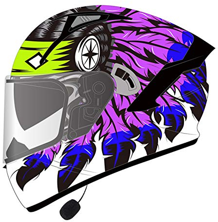 ZLYJ Motorrad Bluetooth-Integralhelm, mit Anti-Fog-Doppellinse, Klapphelm Motorradhelm, Freisprecheinrichtung, geräuschfrei, ECE-Zertifiziert A,XXXL(64-65cm)