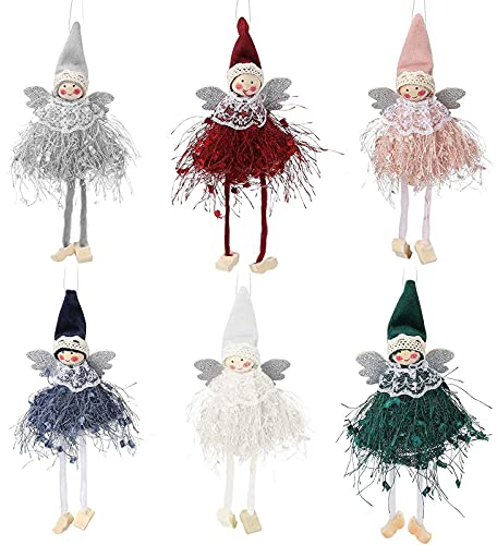 Weihnachten Engel Anhänger Christbaumanhänger Engel Puppe Anhänger Weihnachtsanhänger Weihnachtsdeko Weihnachtsbaum hängenden Dekorationen Anhänger für Weihnachts Neujahr Weihnachtsfeier, 6 Stück