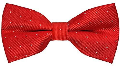 SYAYA Fliege für Herren mit Glitzerpunkten, vorgebundene formelle Smokingfliege zum Anstecken, für Hochzeit, Party oder Abschlussfeier, M-M-B2T, Rot mit silberfarbenen Punkten, Einheitsgröße