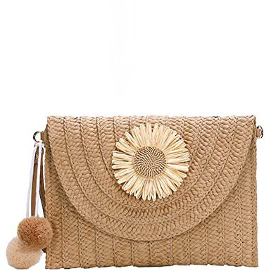 Bolsas de paja de color sólido para mujer, bolsas de paja de playa de verano con borla mini bolsos de paja con tejido de cremallera bolso cruzado hecho a mano para viajes de compras, 01.
