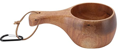 TOTITOM Kuksa Holzbecher, Camping, Wandern, Überleben, Teetasse, traditionelle Holzkaffeetasse mit Lederband für Rucksackreisen, Camping, Wandern, Überleben, Teetasse Geschenk zum Valentinstag