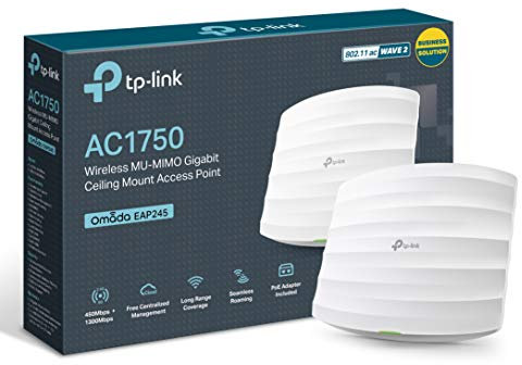 TP-Link AC1750 Wi-Fi Dual Band Gigabit Ceiling Mount Access Point, MU-MIMO, Support 802.3af/at/Passive PoE, Easily Mount to Wall or Ceiling, Free EAP Controller Software (EAP245), White (Renewed)