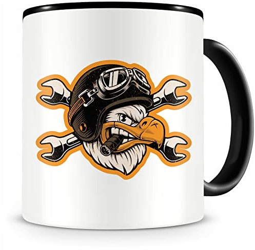 Samunshi® Tasse mit Motiv Vintage Adler Kaffeetasse Lustige Tassen zum Geburtstag für Motorrad Fahrrad Roller Auto Chopper Hot Rod Bopper oder Endur