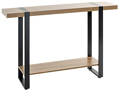 HAKU Möbel Konsole Eiche, schwarz, Metall, Spanplatte - Maße: B 120 cm x H 82 cm x T 30 cm, Style: Modern