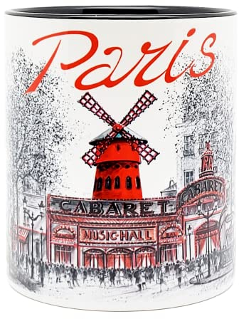 DESSAPT Arts - Paris et ses Monuments - Mug Céramique 325ml - Tasse-Cadeau Unique avec les Magnifiques Paysages Parisiens - Imprimé en France - Blanc et Noir
