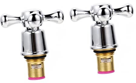 DOITOOL Cross Head Cap Tap ： 2PCS Cross Arm Faucet Handle Plated Tap Conversion Kit Head Replacement Handle Faucet Stainless Steel Cross ，1/2 Inch Silver