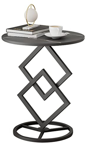 KITCISSL Beistelltisch Rund Beistelltisch Rund Outdoor Wohnzimmer Nachtkästchen Modern, Living Style Stylischer Nachtschrank Ecktisch Nachttische für Balkon Terrasse Büro (Color : Black C)