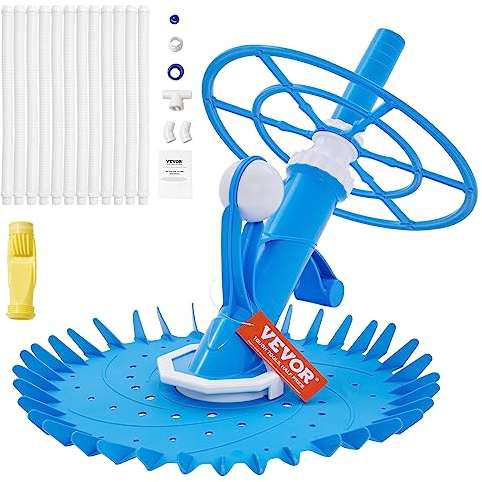 VEVOR Poolsauger Staubsauger Venturibodensauger, Geräuscharmer Poolsauger mit Extra-Membran, 10 x 32 Zoll Schläuchen & 36-Fin Disc, Seitlich Kletternder Poolreiniger für Schwimmbecken