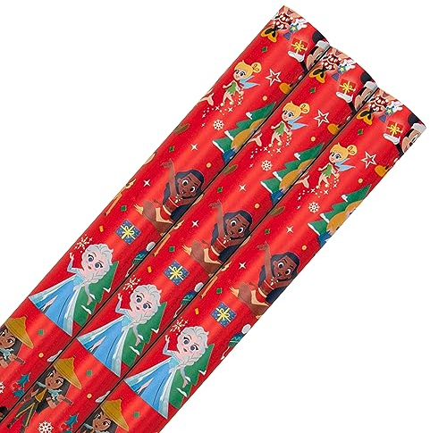 Hallmark Geschenkpapier für Weihnachten, 3 Stück, je 4 m, rotes Disney 100 Design