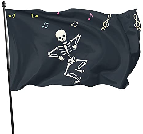 351 Garten Flagge 90x150cm, Rocken Sie Den Schädelkopf, Hören Sie Musik Und Tanzen Sie Lustige Dekorative Fahnen Strapazierfähiges Polyester Bauernhof Flaggen Flagge Mit Ösen, Für Bauernhaus, Partys