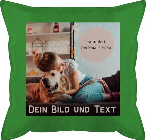 Kissen 50x50 - eigenem - Foto Bild und Text - 50 x 50 cm - Grün - fotokissen fotopolster selbst drucken logo schmusekissen photokissen geschenke zum beschriften selber gestalten photo männerkissen