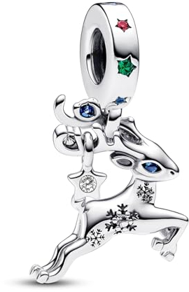 LaMenars Magische Charistmas Rentier Dangle Charm for 925 Sterling Silver Perlen für Mädchen Geschenke für Frauen Halskette & Armband