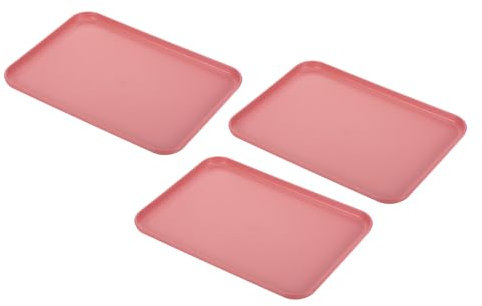 PATIKIL 12x9 Rapide Alimentation Plateau, 3 Paquet PP Plastique Réutilisable Multi-Usage Antidérapant Rectangle Service Plateau pour Cafétéria Restaurant Maison Cuisine, Rose Rouge