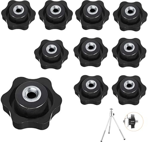 10 Stück Sterngriffmutter, M10 Klemmmutter, 50 Millimeter Rändelmutter, Innengewinde Klemmknopf, Kunststoff Sternkopf Klemmknopf, Knopf Innengewinde,für mechanische, Industrie und Möbel, Schwarz