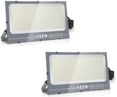 loyal LED Strahler Außen Fluter Aussen: 600W Superhell Scheinwerfer 3000K Warmweiß 60000LM - IP66 Wasserdicht Verstellbar mit Bügel für Garten, Garage, Sportplatz