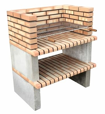 Movelar - Barbacoa de Obra Prefabricada de Leña y Carbón Modelo Paellero Grao 85 (Naranja - 100 x 70 x 120 cm) Ref: 3900 - Cocina de Exterior para Jardín o Patio