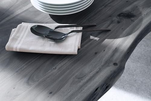 möbelando Baumkantentisch >Calabria< in Akazie grau/anthrazit - 160x76,5x90 (BxHxT)