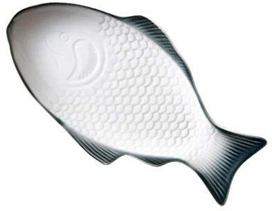 OQHAIR Decoración Japonesa Plato en Forma de Pescado Bandeja para Servir Pescado Plato de cerámica para Pescado al Vapor Plato de Almacenamiento de Alimentos para Aperitivos Bocadillos FR