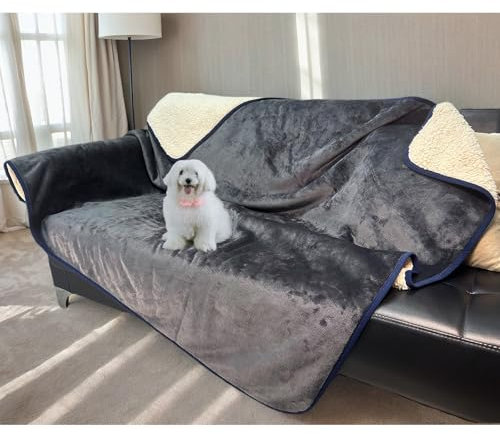 CareCooo Hundedecke wasserdicht - Flauschige und rutschfeste Kuscheldecke für Hunde, ideal für Sofa, Auto & Couch, weiche und strapazierfähige Decke für Haustiere, leicht zu reinigen(120x150cm, Grau)