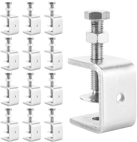 JMIATRY 12 Stück C Klemme, C Zwingen Klemmen und Spanner, Universal Edelstahl C Clamp Gesichtsrahme für Holzarbeiten Schweißen Tischlerei 0-25mm Einstellbar Kieferöffnungen