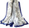 WEIGEER Silk Scarf Women Chiffon Shawl Stain Neckerchief Long Head Wrap Lightweight Scarf Ladies Hijab Belt Vintage Bridal Shawl Chiffon Scarf Muslim Cloth floral Christmas Scarf (Blue-stitching)