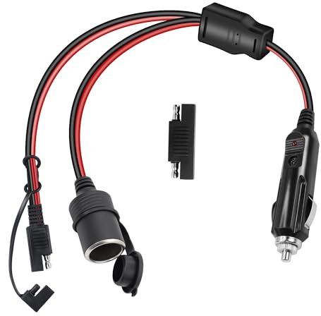 GELRHONR Cavo di prolunga per accendisigari, da 12 V a spina per accendisigari SAE, a sgancio rapido, cavo di ricarica della batteria con luce a LED, fusibile da 16 AWG, 15 A, per pompa pneumatici,