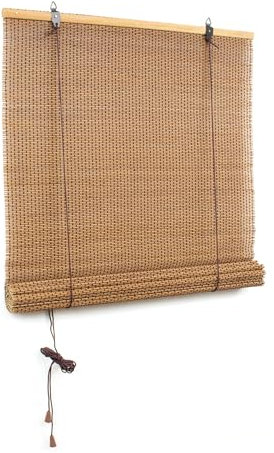 The Secret Home - Persiana Enrollable de Bambú - Cortina de Caña con Elevador - Decoración para Ventanas o Puertas (Largo. 60 cm x Alto. 140 cm (máx.))