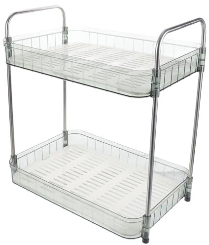 ANDRESLAD Scolapiatti Cucina Multifunzione Doppio Con Gocciolatoio Porta Tazze e Organizer Piatti Supporto Stoviglie e Bicchieri Organizer Tavolo Per Lavello Design Elegante e Facilmente Lav