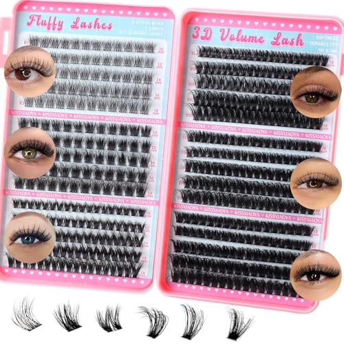LYMYBETY Wispy Cluster Lashes D Curl 450pcs Individual Eyelashes Natural Lash Clusters Fluffy Lashes Individual Cluster DIY Lash Extensions at Home for Beginners (6Styles Eyelash Book,10-18mm)