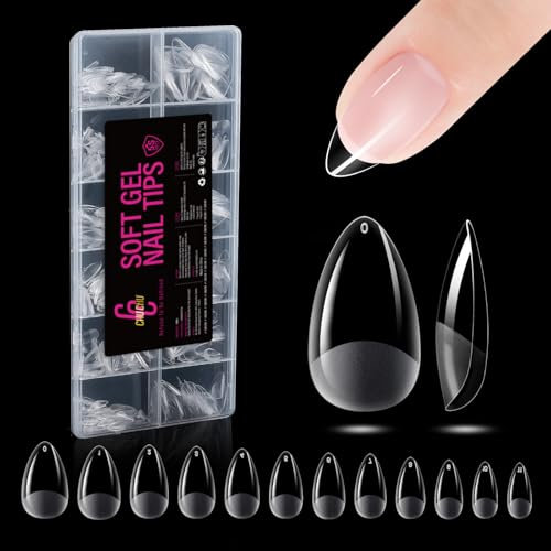 504 Pièces Faux Ongles: CHUCHU Capsule Americaine Ongle Gel Court Amande PMMA, Soft Capsule Pose Americaine Ongle Transparente en Résine, 12 Tailles