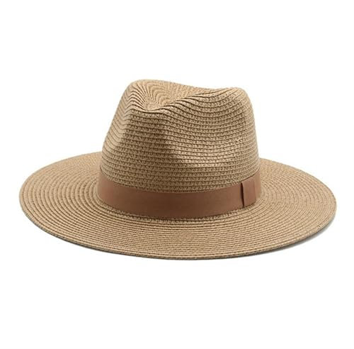 Sombrero de Paja for Hombre con Cinta Negra, Sombrero for el Sol de ala Ancha Estilo Panamá, Sombrero de Playa de Verano, Sombrero de protección Solar for Exteriores for Primavera y Verano(K)
