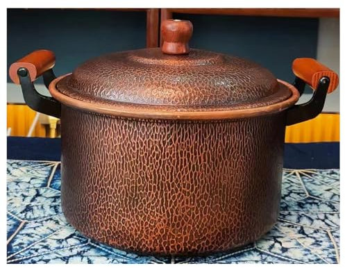 Thick Hammered Copper Soup Pot Stew Pan Casserole Dish