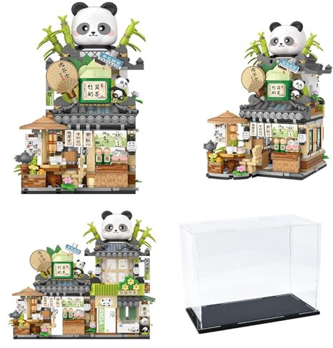 HWSWSH Ensemble de Blocs de Construction de Panda Créatives avec Boîte de Présentation, Briques de Construction Style Chinois 860pcs Educatif pour Cadeaux d'anniversaire, Cadeaux de Noël, Ornements