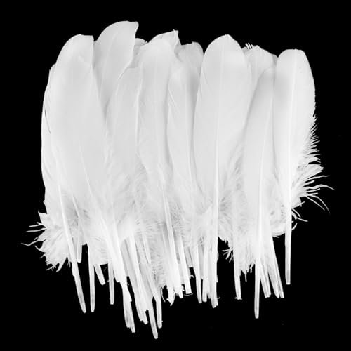 Weiße Flauschige Engelsflügel Federn - 50 Stück, 8-12cm, Traumfänger, Deko und Kopfschmuck Federn für Christmas