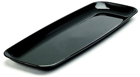 Monouso | 5 Bandejas de Plástico PS Reutilizables, 17x45cm, Color Negro, Bandejas para Aperitivos, Eventos, Catering, Restaurante, Hogar, Hostelería