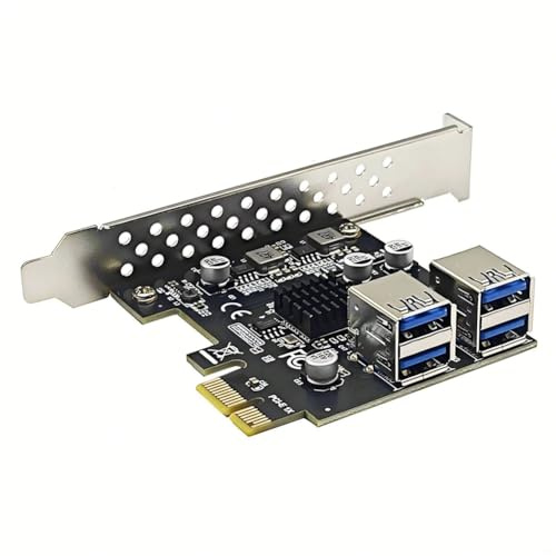 Giwnhvx Scheda Di Estensione PCI-E 1X a 4 Porte USB 3.0 USB3.2 GEN1 5 Gbit/S PCI Express PCIe USB 3.0 HUB Adattatore Scheda Controller