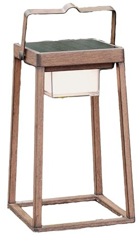 Verona Solarlaterne aus Aluminium, Beschichtung in Holzoptik, LED, Warmweiß, Höhe 30 cm