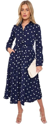 Love Sunshine Polka Dot Print Midaxi Shirt Dress