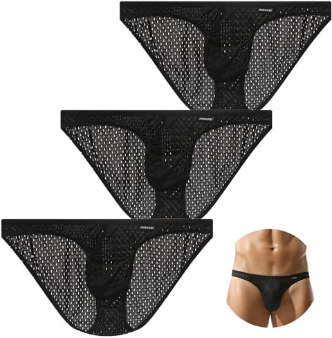 AIEOE Biancheria intima da uomo, a rete, traspirante, trasparente, mini slip a vita bassa, sexy, sottile, da uomo