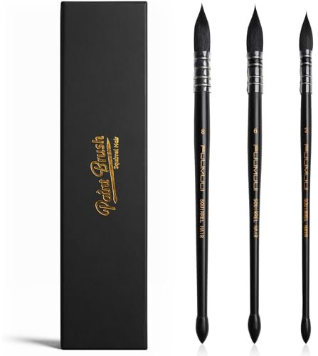 Pinceau Aquarelle en Poils D'écureuil Professionnels - 3 Pièces Pinceaux Aquarelle Taille 2, 6, 8 | Haut Pouvoir D'absorption et Contrôle de l'eau pour Un Débit Constant | Pinceau Poil Naturel