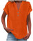 Ladies t Shirts, Ladies Tops 2025 Women's Summer Cotton Linen Cap Sleeve T-Shirt Button V Neck Tunic Top Fashion Baggy Solid Plain Casual Shirts Trendy Blouse Dark Orange