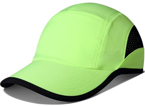 GADIEMKENSD Schlichte Baseballmütze mit besticktem Tiermotiv, Sonnenschutz-Laufmütze, Trainingsmütze mit atmungsaktivem Netzgewebe, Sportzubehör Kappe für Männer und Frauen, Fluoreszierendes Grün