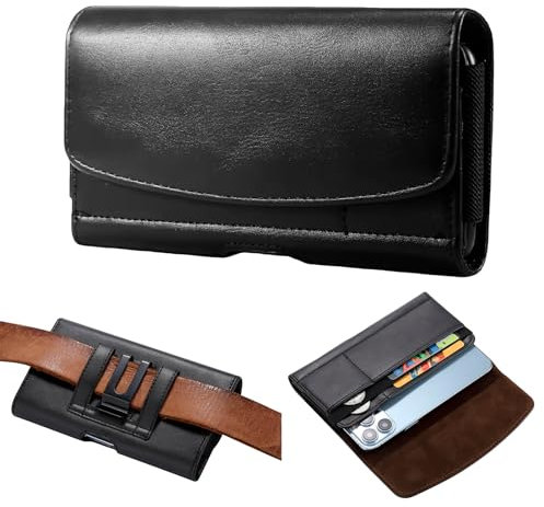Porta Celular de Cintura en Cuero Natural para Smartphone, Bolsa Porta Celular para Samsung Galaxy S24 S23 S22 S21, Pochette Cinturón Hombre para Teléfono para iPhone 15 14 13