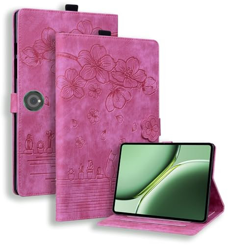 SLLMYYX Custodia per tablet compatibile con OnePlus Pad 2/OnePlus Pad Pro 12,1 pollici 2024, custodia a libro in pelle PU con motivo con fiori di ciliegio (rosa)