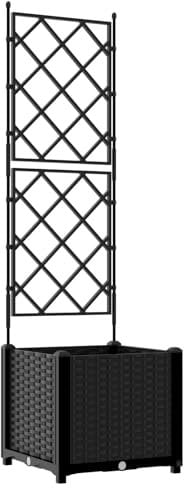 vidaXL Jardinière de Jardin avec Treillis Noir 40x40x143 cm