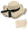 Marjoramy Womens Sun Straw Hat and Straw Clutch Bag, Foldable Floppy Wide Brim Hat and Purse Straw, Summer Beach Straws Hats and Mini Purse Set for Holiday Outdoor Travel Beige